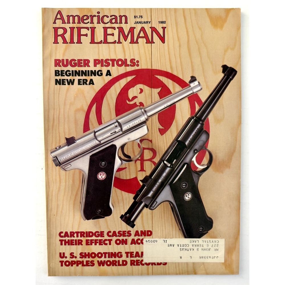 American Rifleman January 1982 Ruger Pistols Mark II NRA Magazine Four Star .45